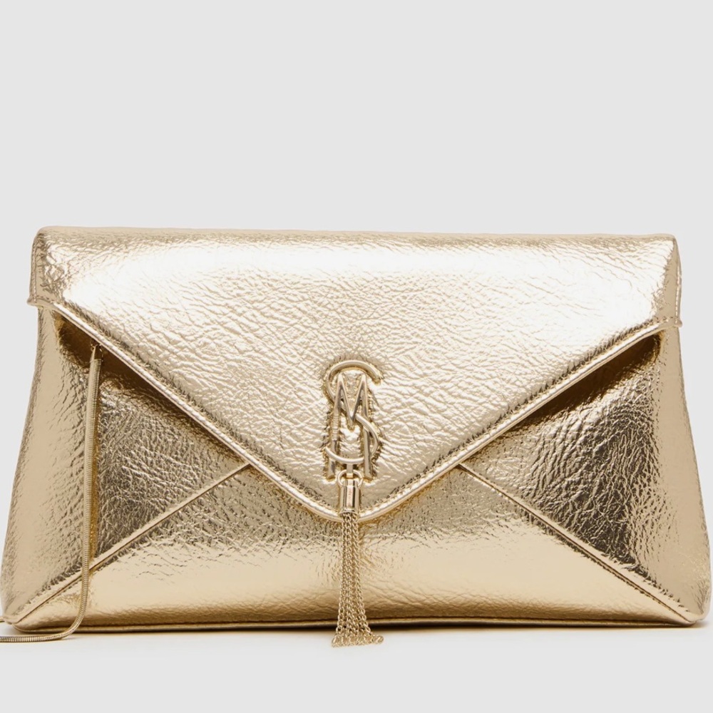 NW Gold Steve Madden  Clutch Bag w/duster bag
